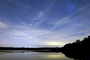 Sternenhimmel ueber einem See, Oberlausitz  -  Sachsen, Starry sky over a lake