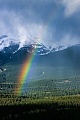 Regenbogen vor der Maligne-Bergkette, Jasper Nationalpark  -  Kanada, Rainbow in front of the Maligne Range
