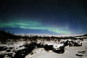 Nordlichter und Abiskojakka-Canyon im Winter, Abisko-Nationalpark  -  Norrbotten, Abiskojakka-Canyon and Northern Lights in winter